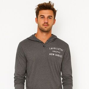 Lavallette New Jersey Gray Hoodie Tee by Teemax Medium Lightweight Cotton Blend